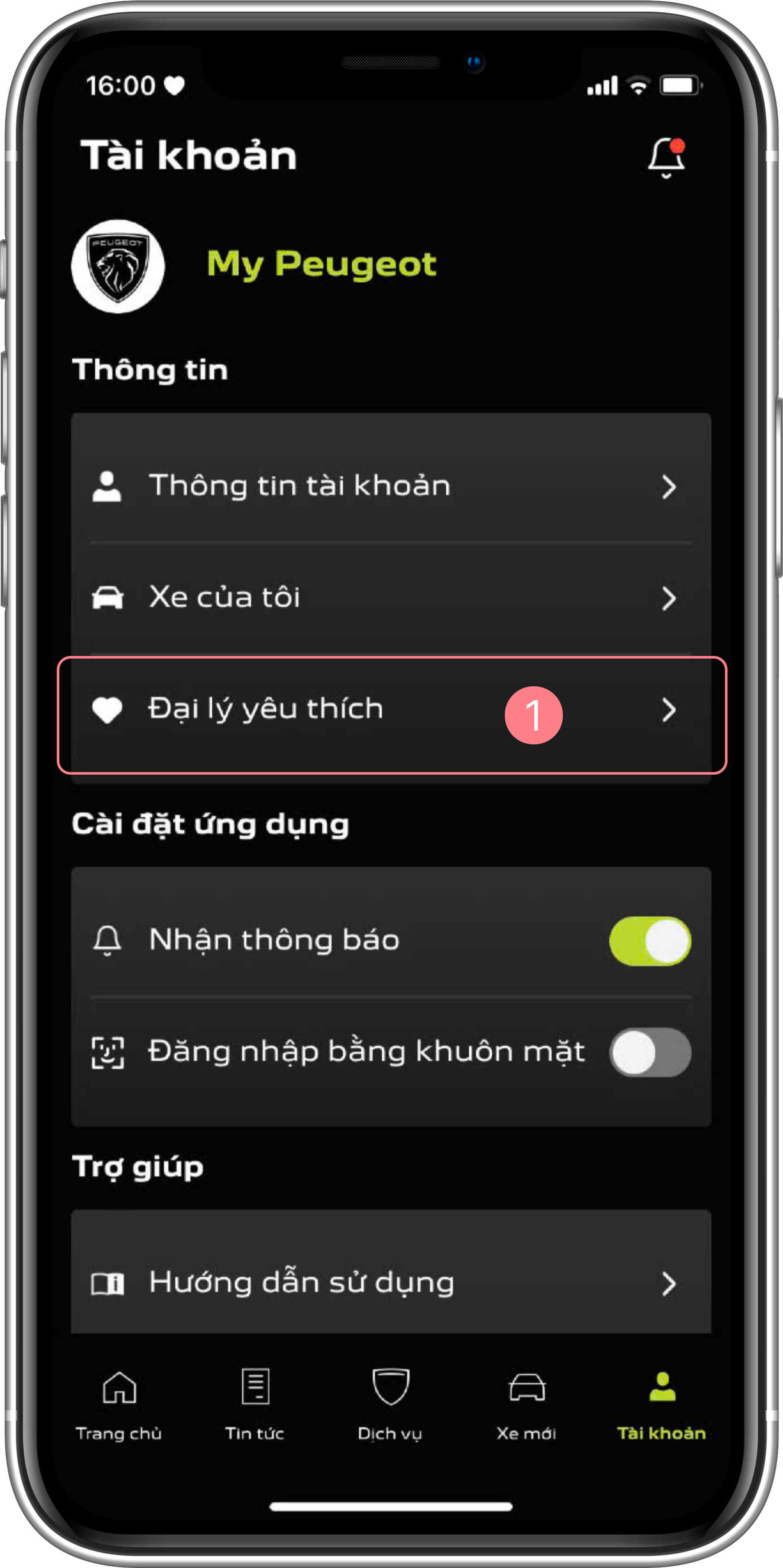 Tài khoản - Chọn Đại lý yêu thích