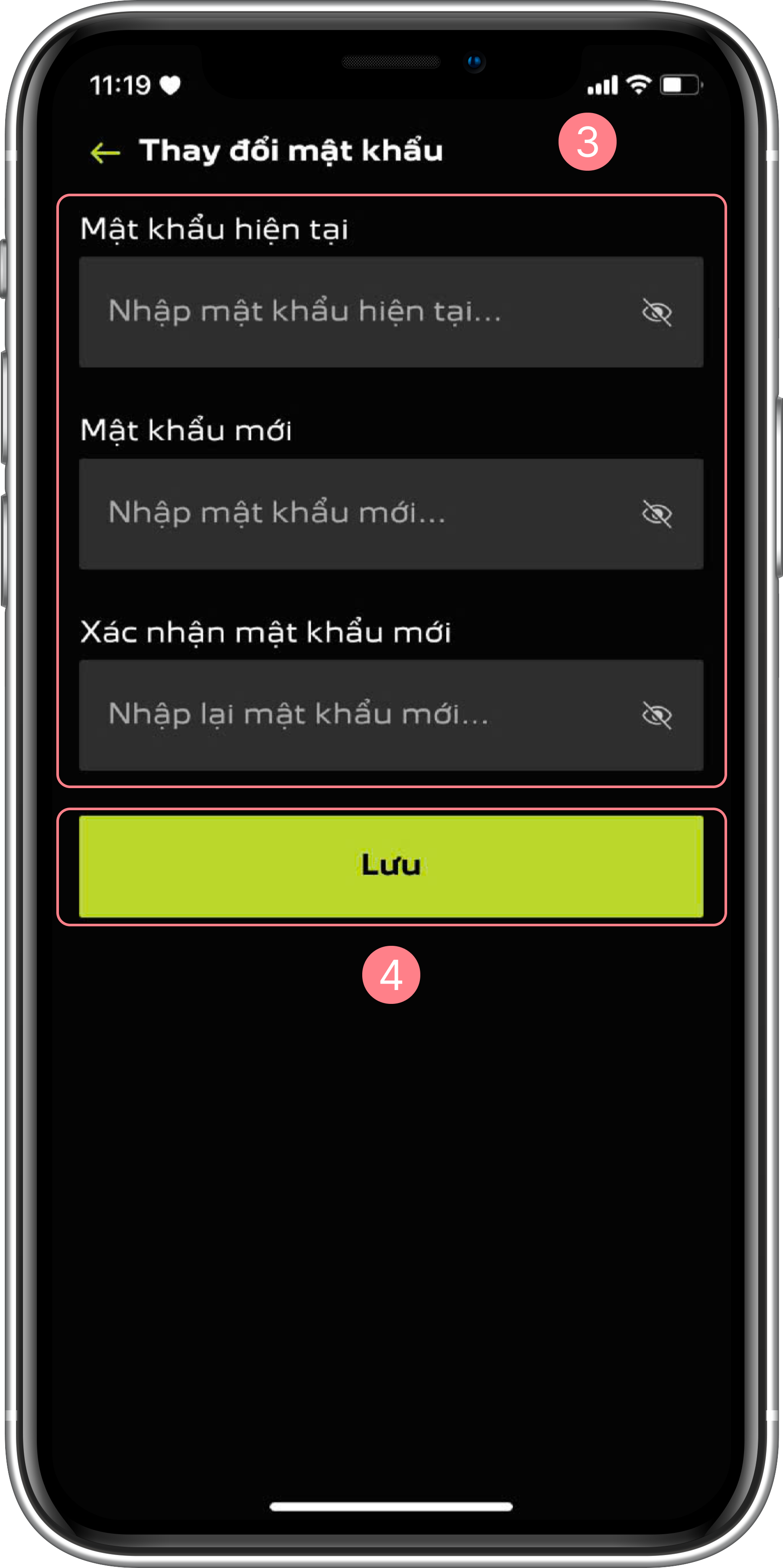 Thay đổi mật khẩu - Nhập thông tin