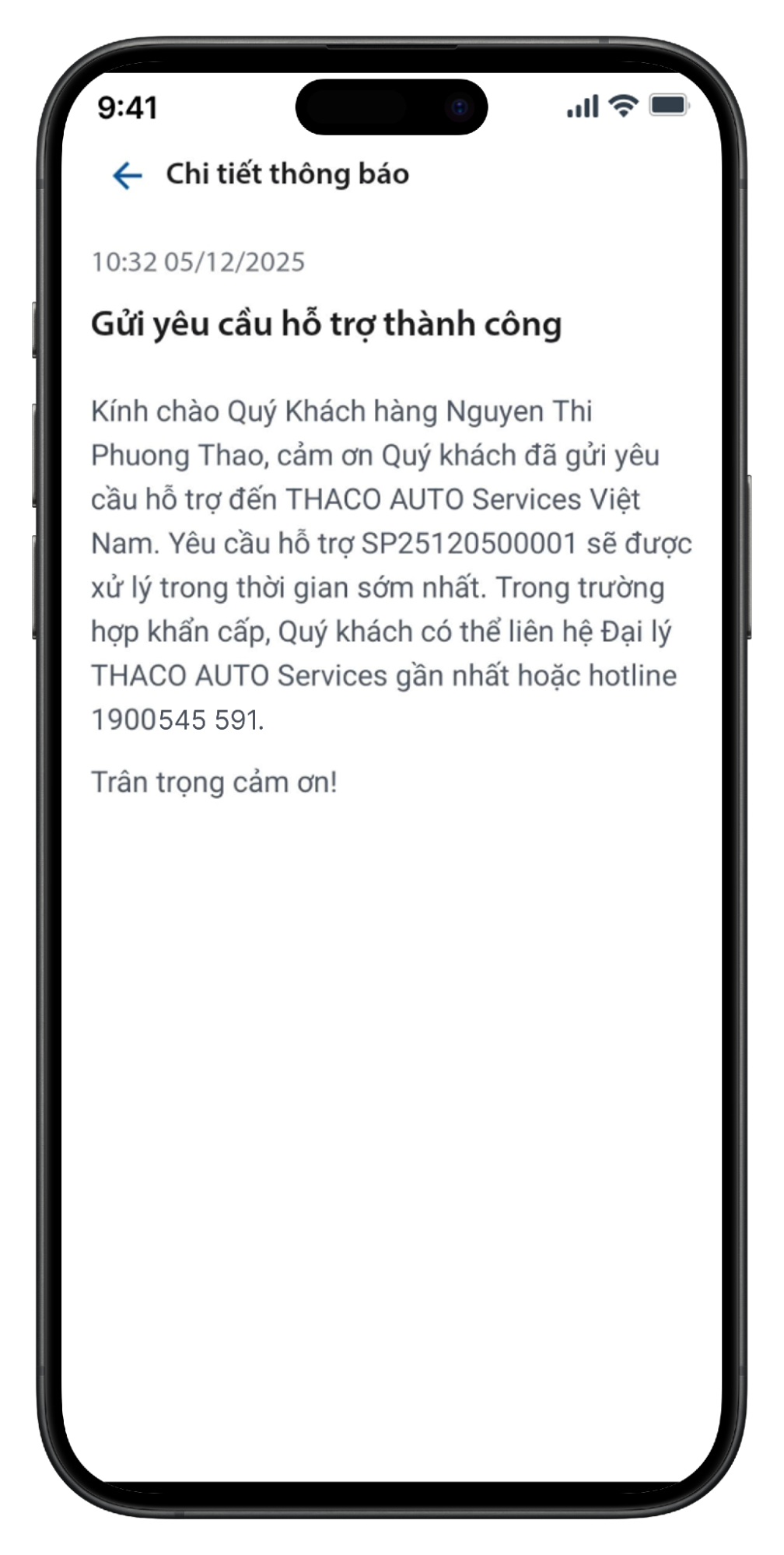 Thông báo kết quả