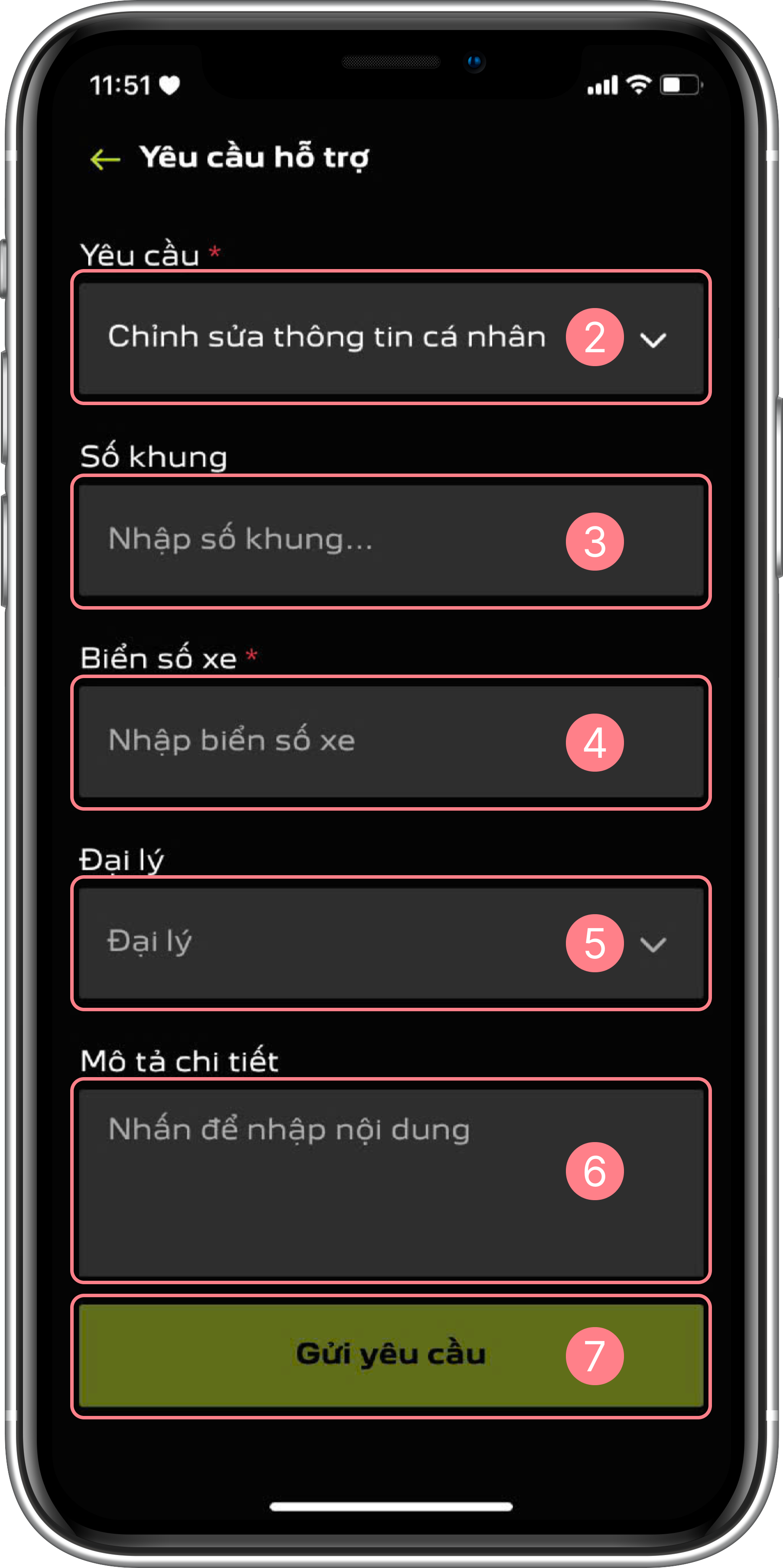 Form yêu cầu hỗ trợ