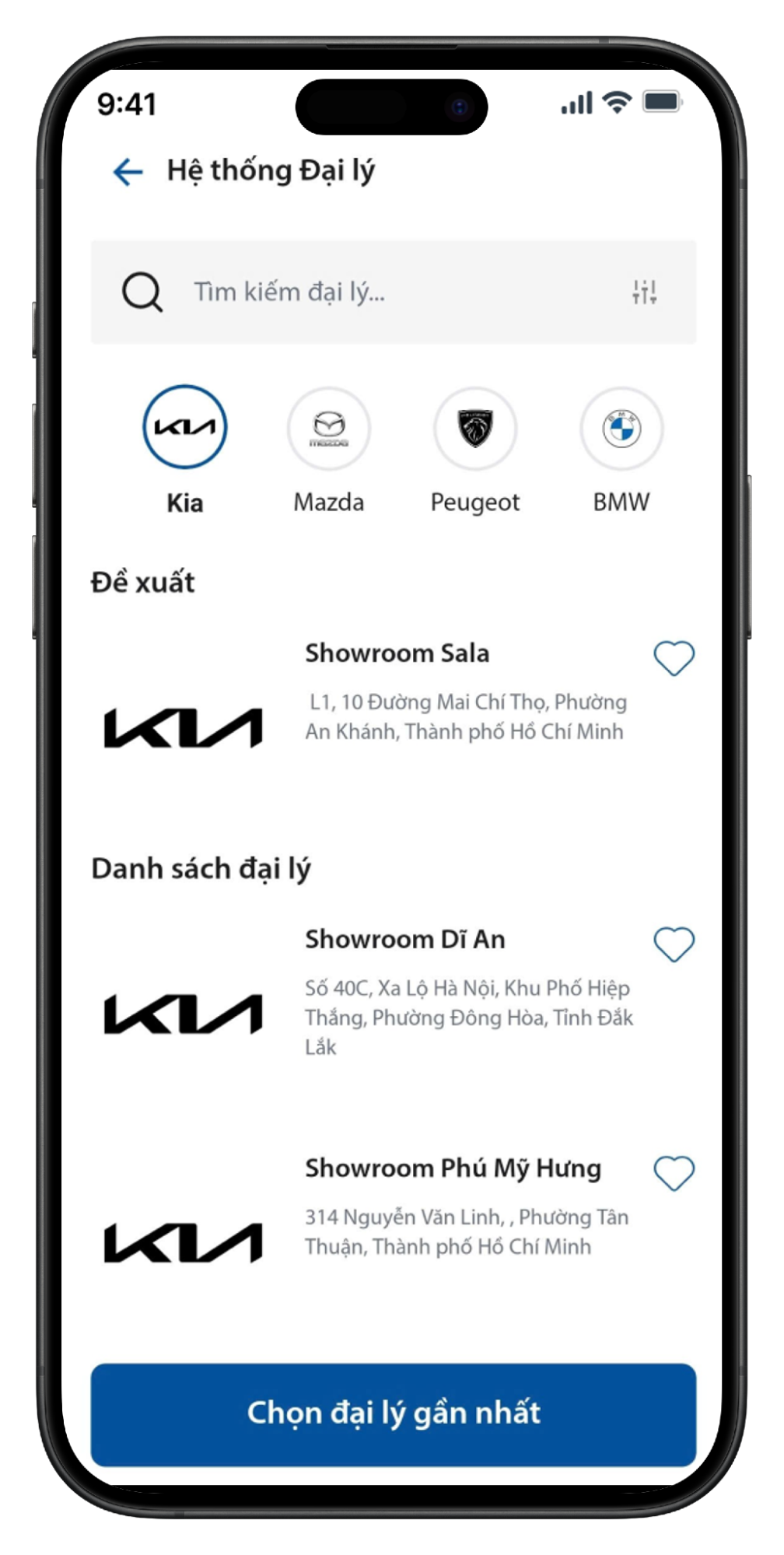 Danh sách thương hiệu đề xuất