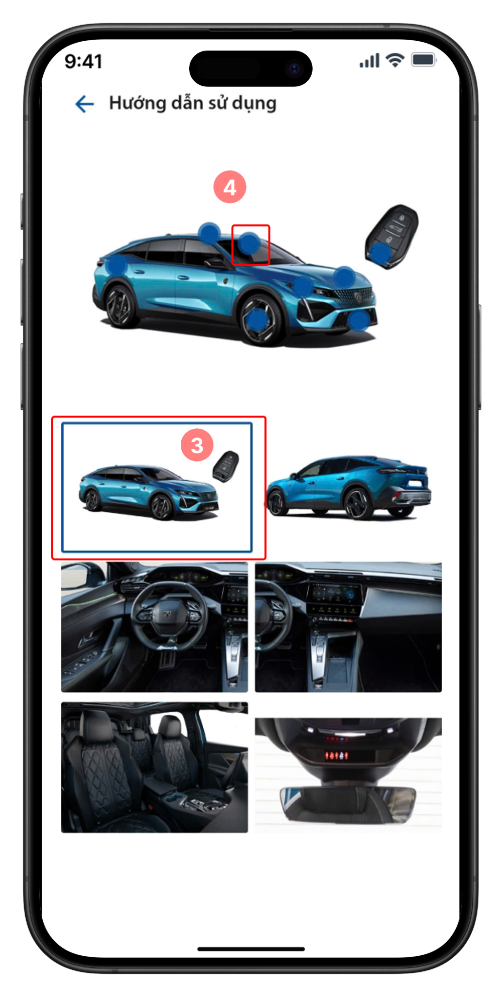 Chọn Khu vực quan tâm và Điểm cần xem hướng dẫn