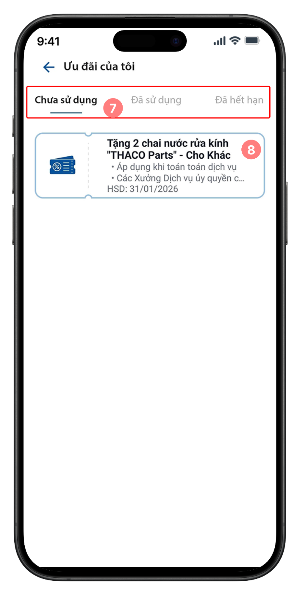 Ưu đãi của tôi - trạng thái voucher