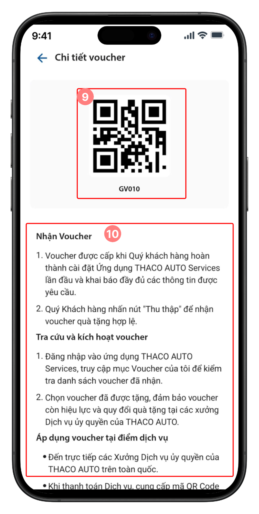 Chi tiết voucher và mã QR