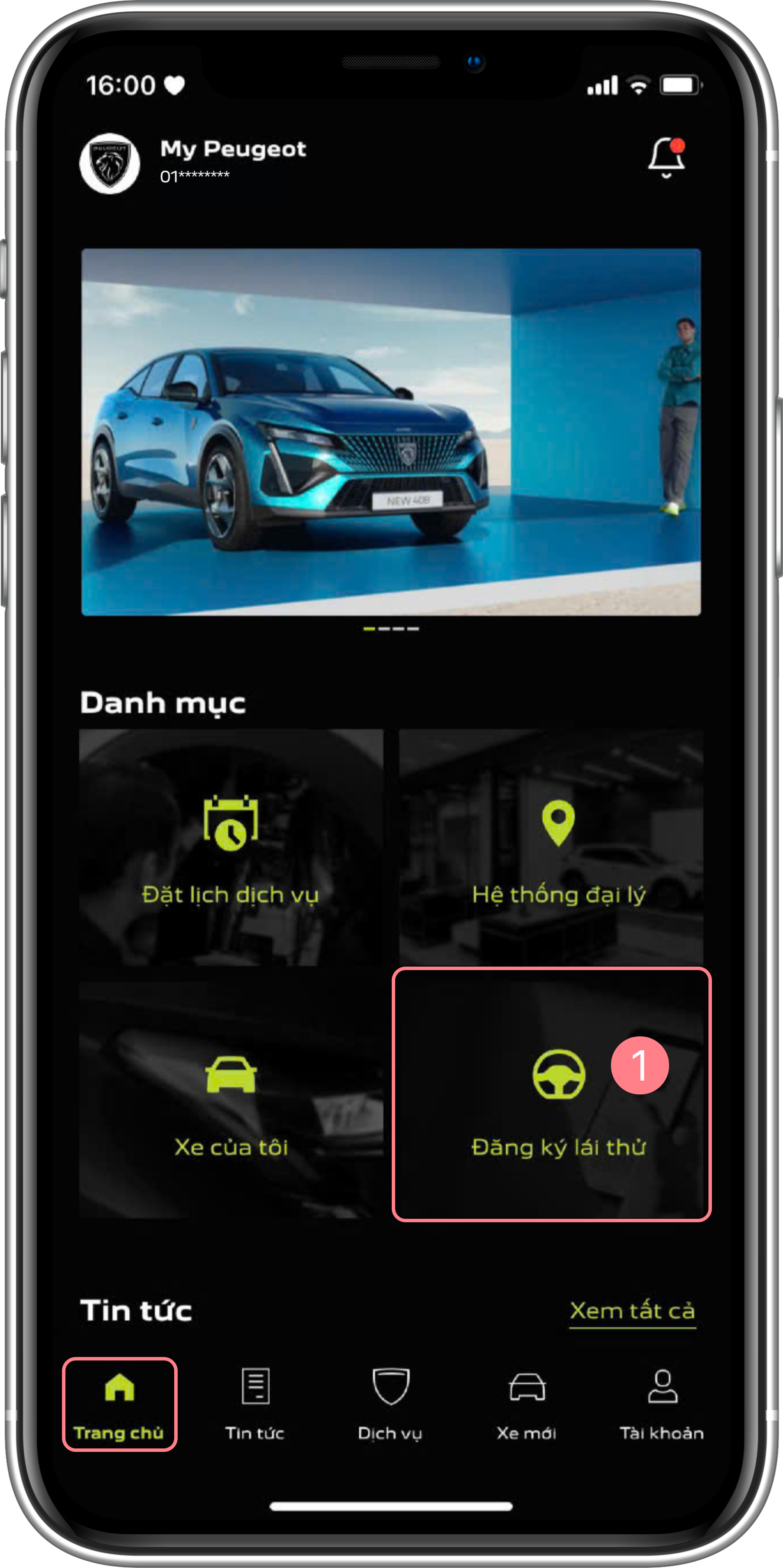 Trang chủ - Chọn Đăng ký lái thử