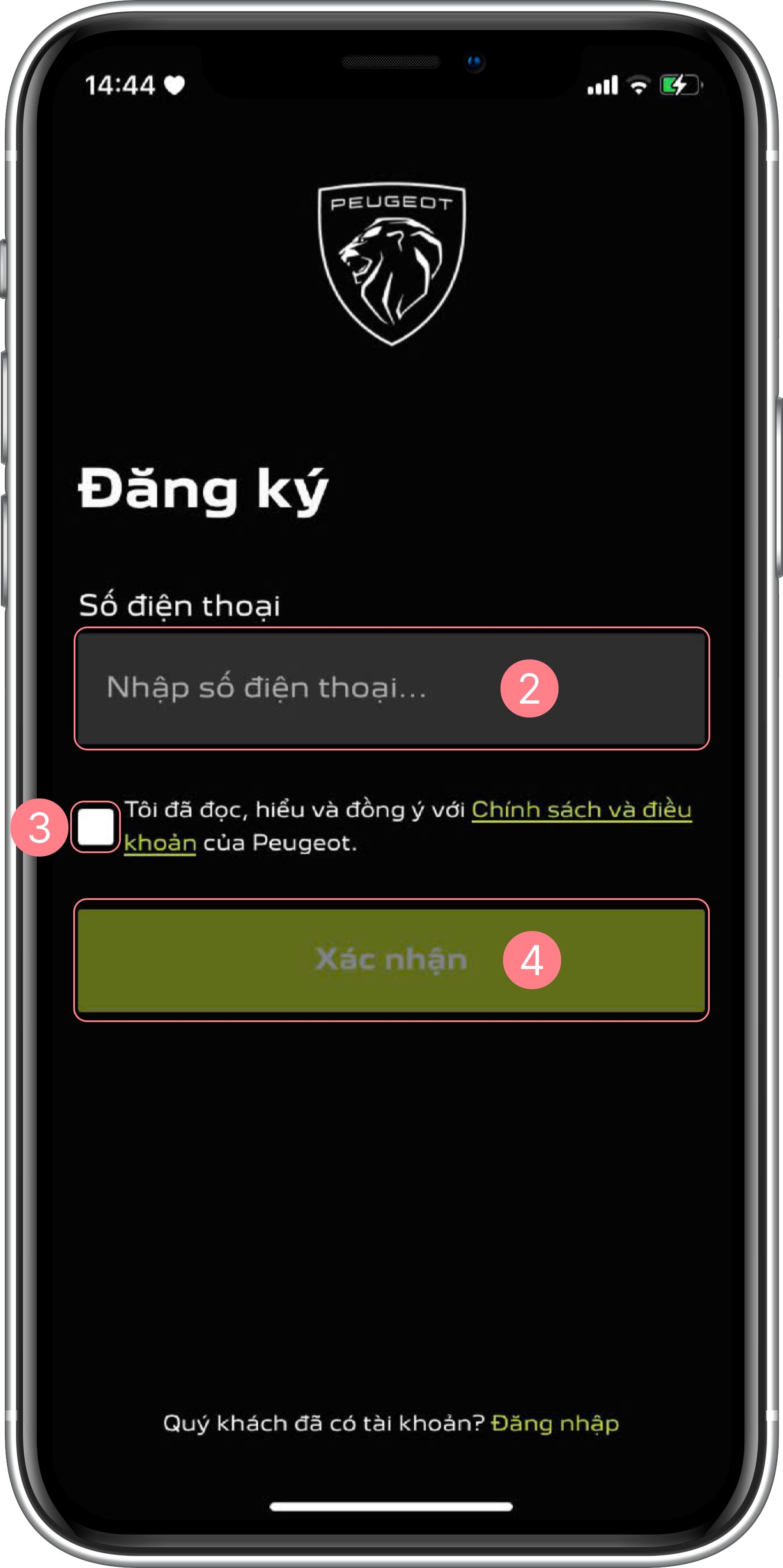 Màn hình đăng ký