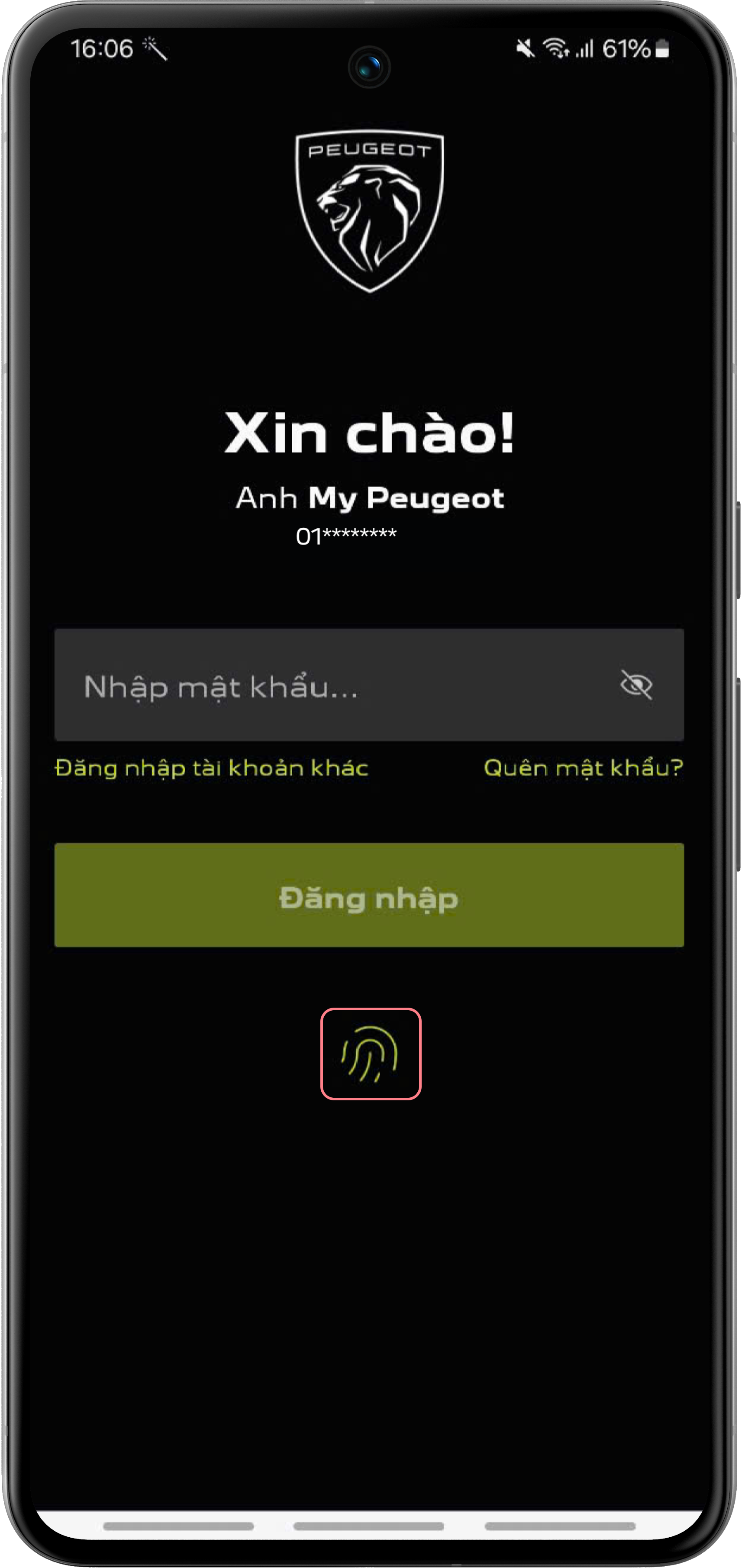 Đăng nhập bằng vân tay