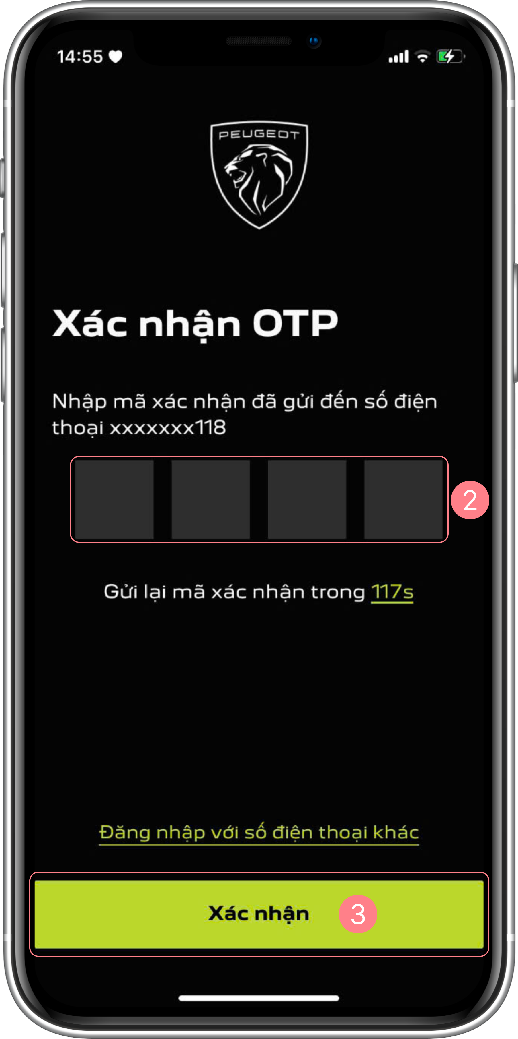 Màn hình xác nhận OTP - Quên mật khẩu