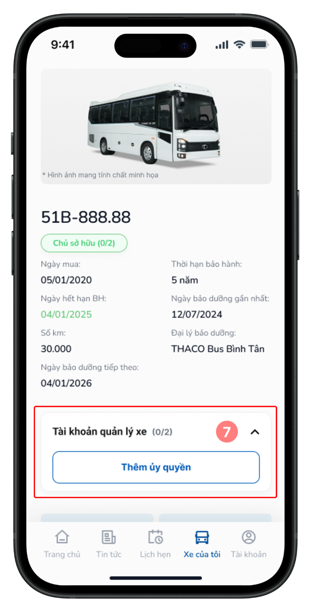 Tài khoản quản lý xe không còn