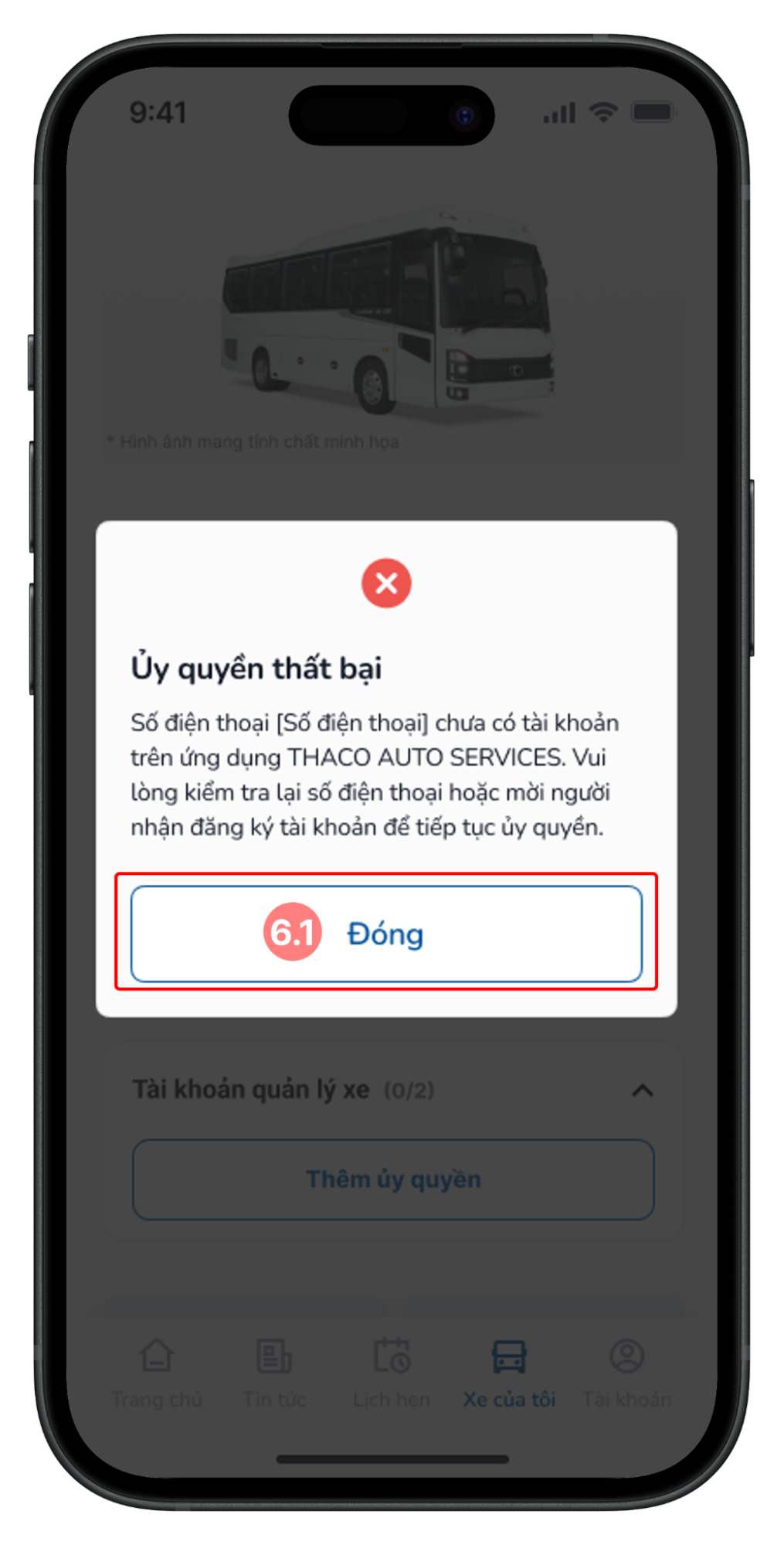 Ủy quyền thất bại