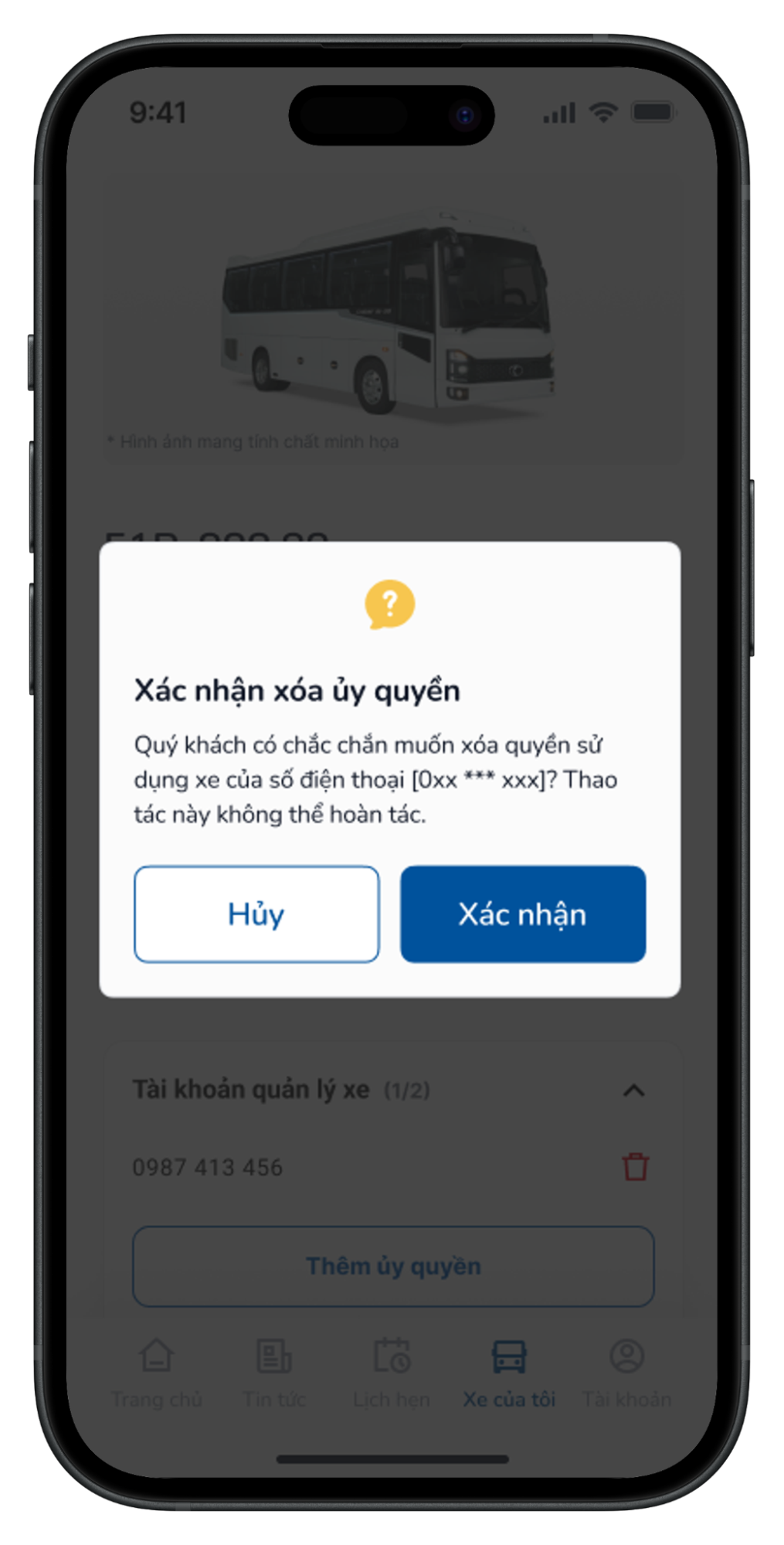 Xác nhận xóa ủy quyền