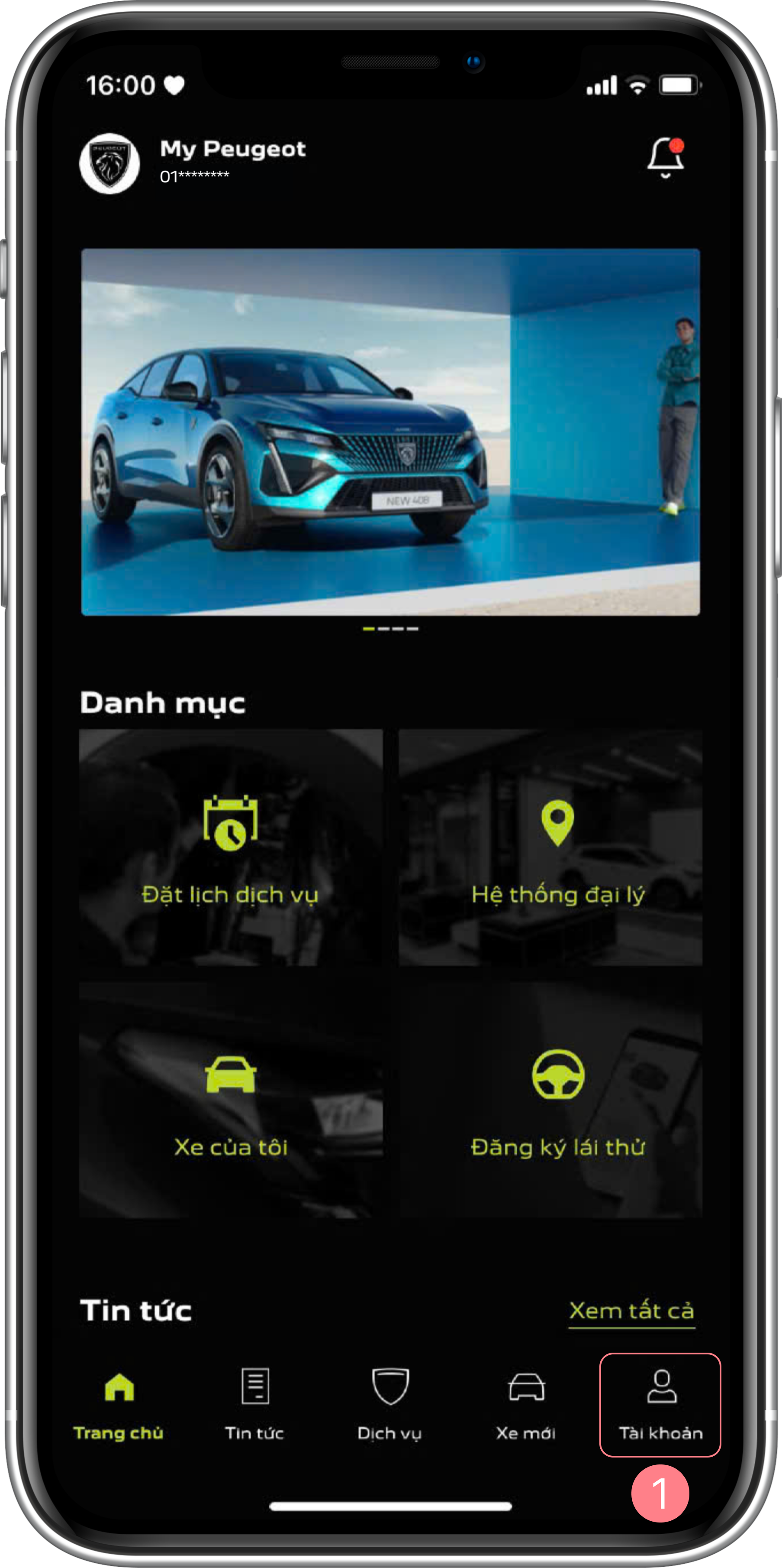 Trang chủ - Chọn Tài khoản