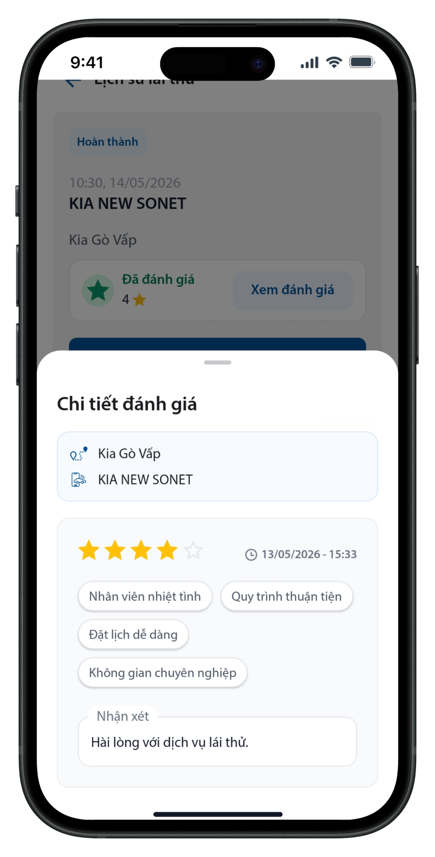 Sau khi cập nhật đánh giá thành công
