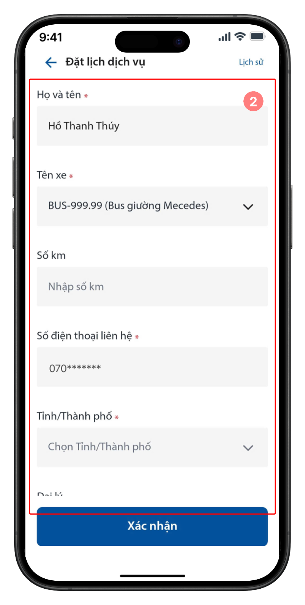Nhập/cập nhật thông tin người đăng ký
