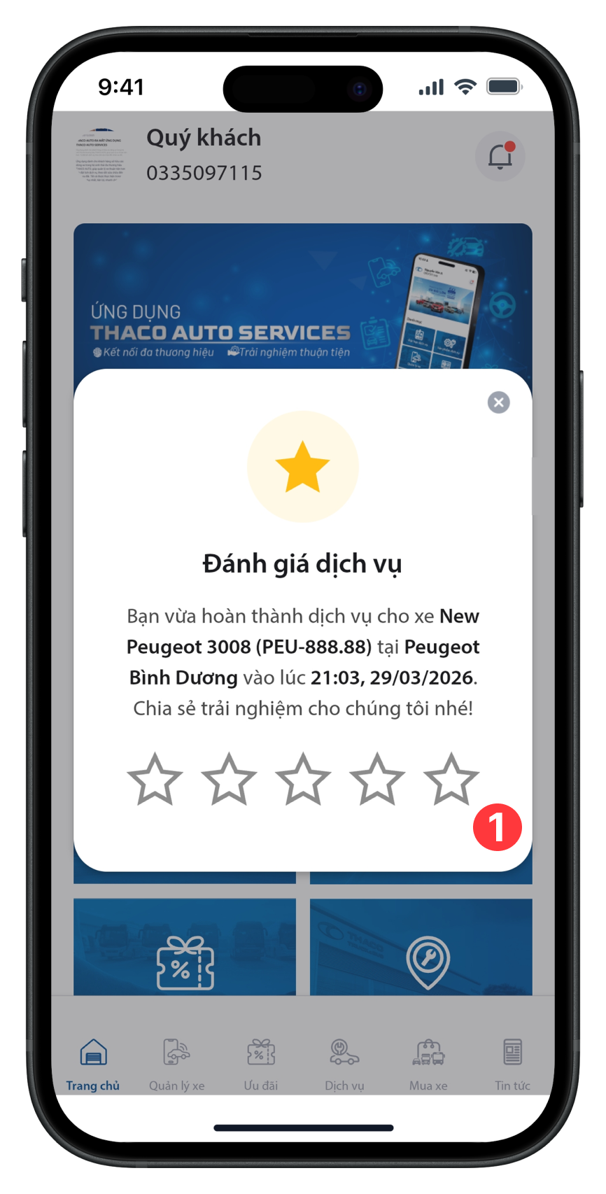 Popup sao đánh giá
