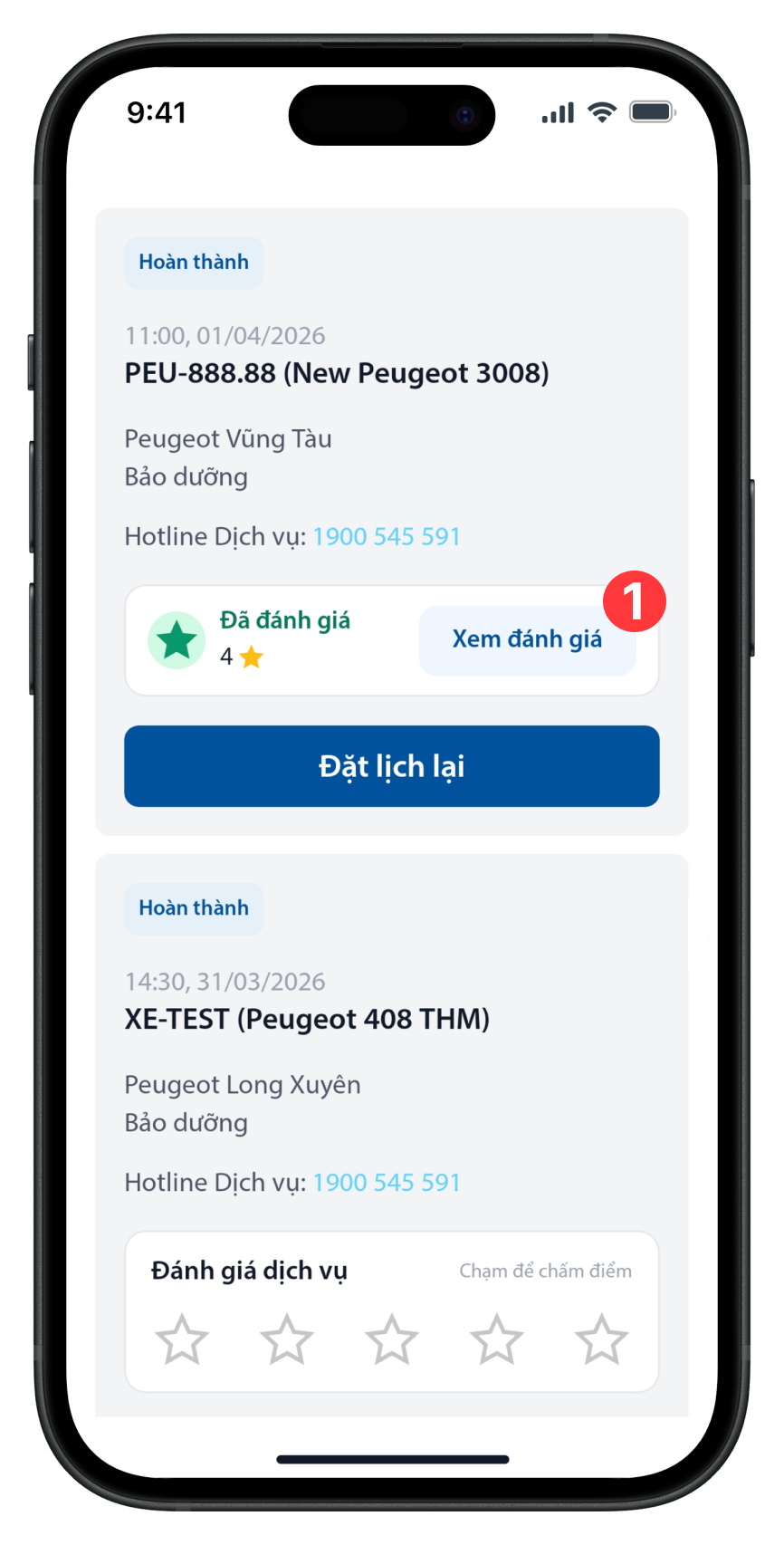 Lịch sử đặt lịch